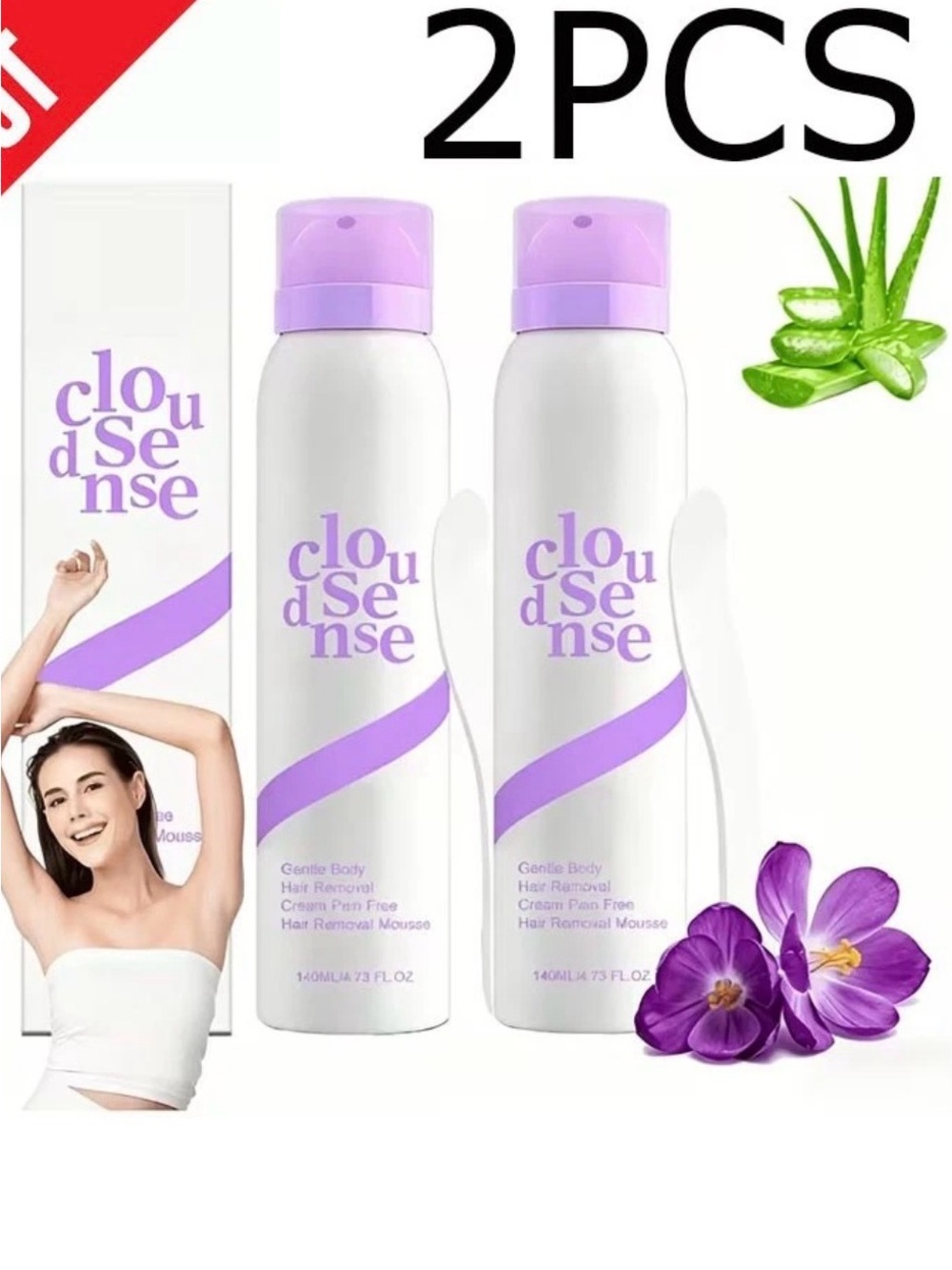 Phofay cloudsense gentle body pain free hair remover mousse 2 pack